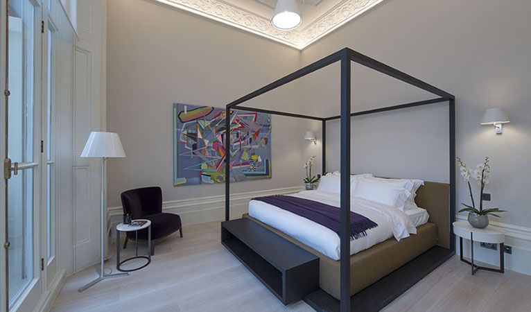 Master Bedroom En-suite with cornice incorporating high level LED lights in Kensington SW7
