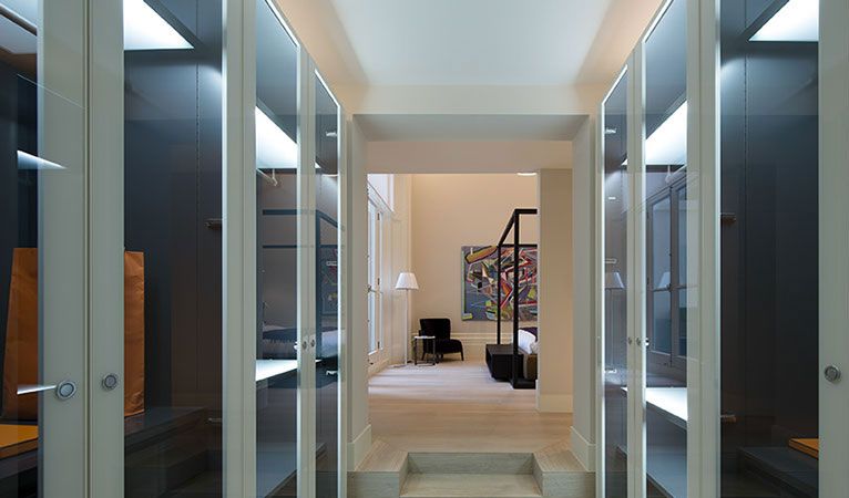 Master suite dressing area with his and hers in Kensington SW7